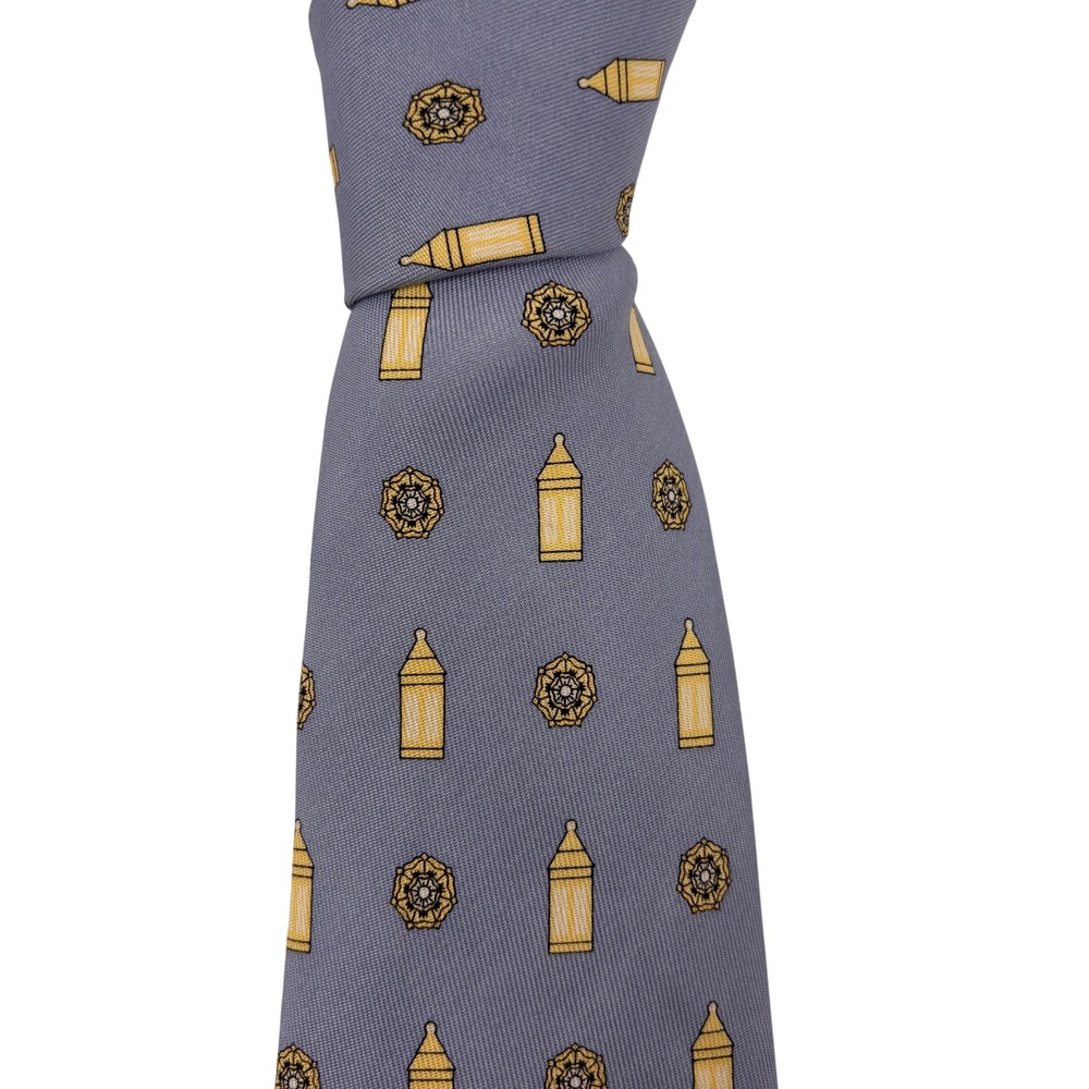 Vineyard Vines Mens Silk Tie Periwinkle Blue Yellow Lantern Pattern NWD